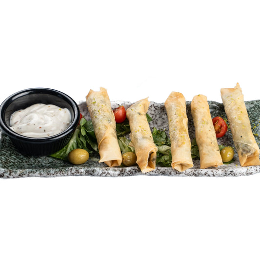 Traditional Turkish Börek pastry filled with cheese and herbs, served warm at Anatolia Turkish Restaurant Singapore