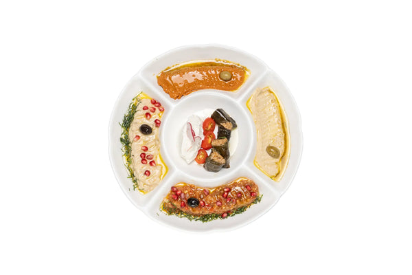 Mezza platter with hummus, ezme and Turkish appetizers at Anatolia Restaurant Singapore