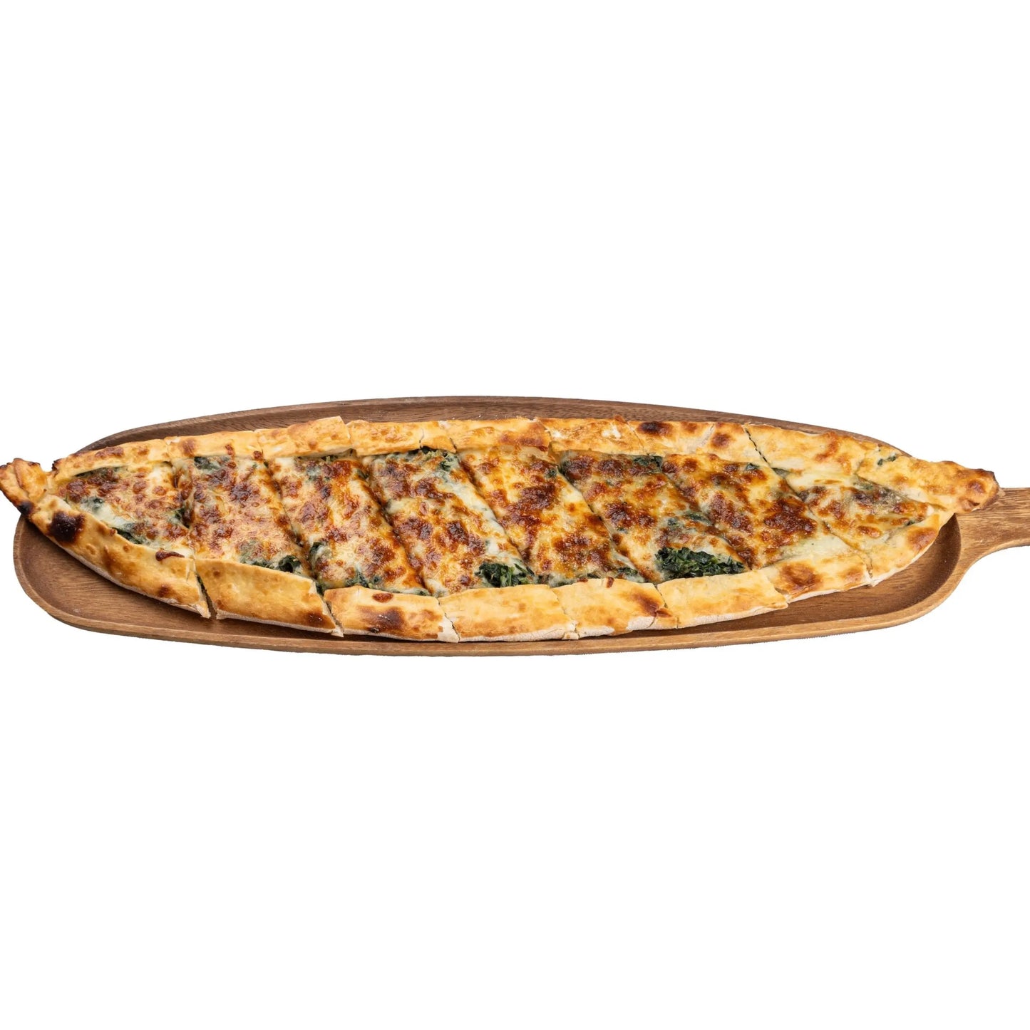 Traditional Spinach Pide topped with spinach, feta cheese, and herbs at Anatolia Turkish Restaurant Singapore