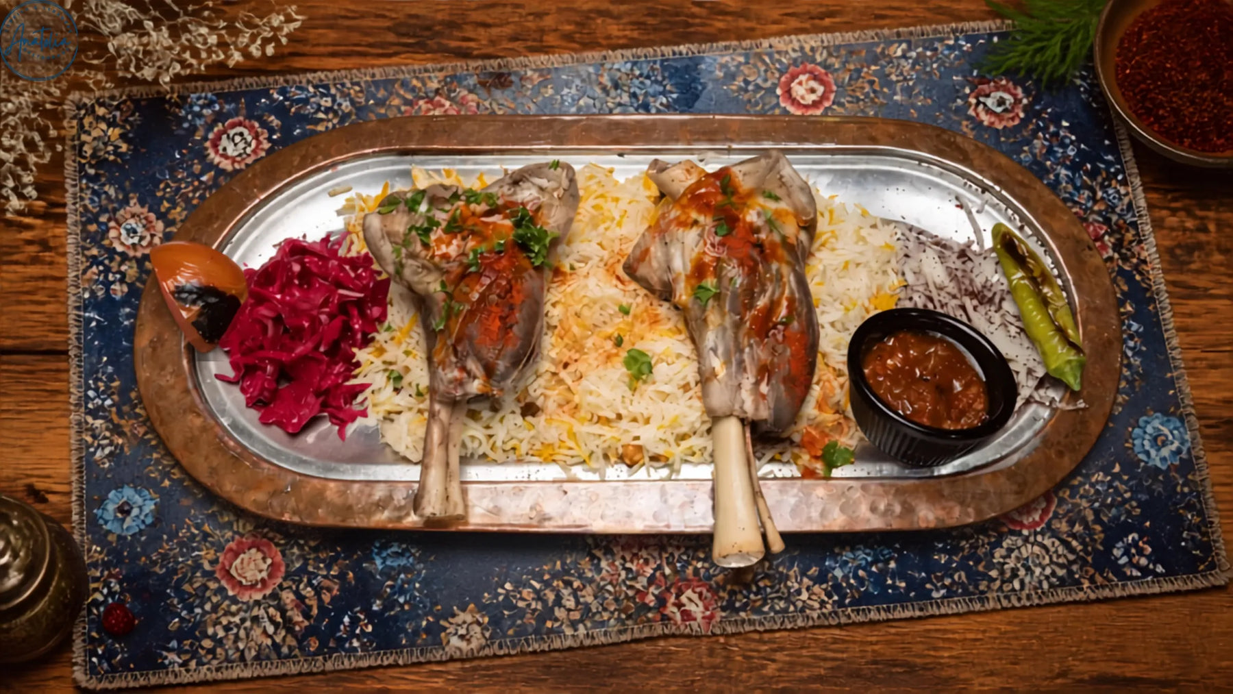 Mix mandi platter with lamb, chicken and spiced rice at Anatolia Restaurant Singapore