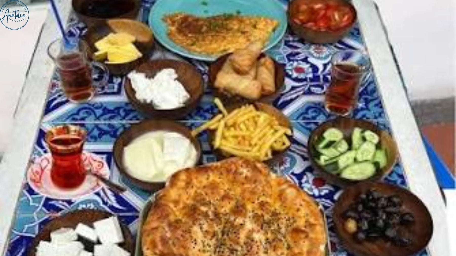 Turkish halal breakfast spread served late morning at Anatolia Arab Street
