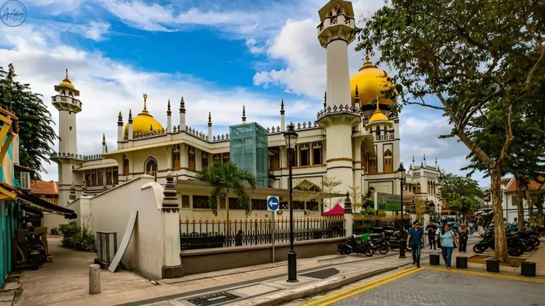 Crowd leaving Masjid Sultan toward Arab Street after Friday prayers