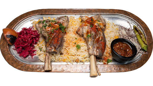 Mandi Lamb for two, featuring tender spiced lamb served over fragrant rice with a side of fresh salad at Anatolia Turkish Restaurant Singapore