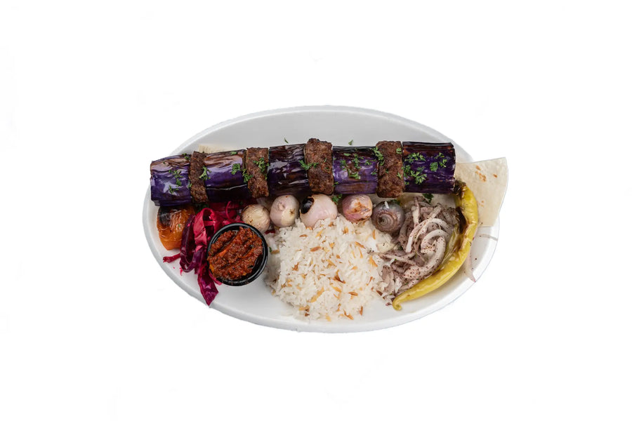 Turkish eggplant kebab plate with grilled vegetables at Anatolia Restaurant Singapore