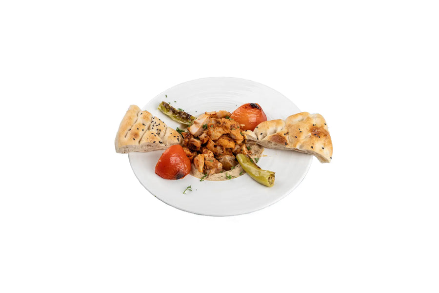 Hummus with chicken served with Turkish bread at Anatolia Restaurant Singapore