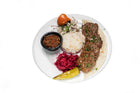 Izgara kofte served with rice and grilled vegetables at Anatolia Restaurant Singapore