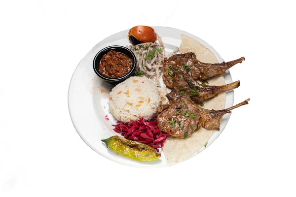 Lamb chops served with rice and ezme sauce at Anatolia Restaurant Singapore