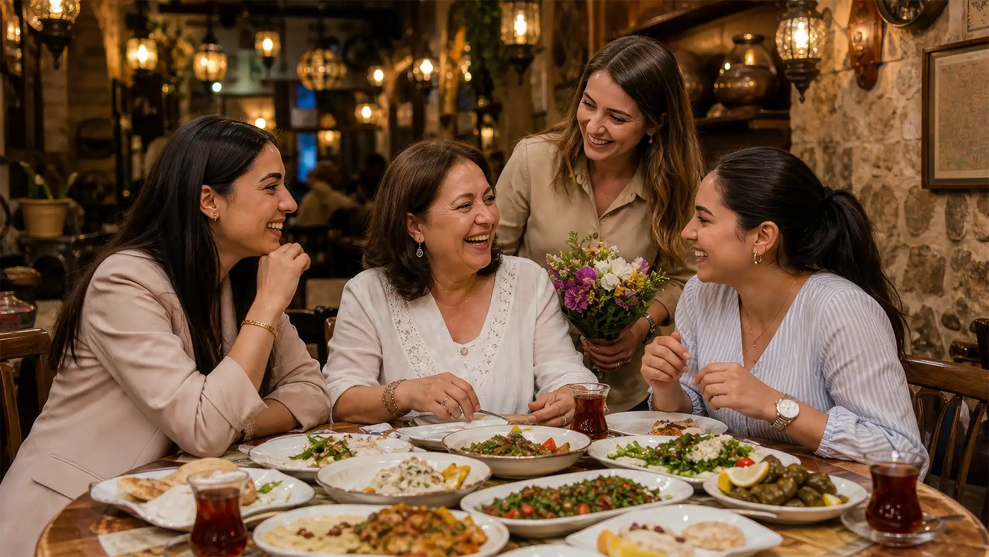Family celebrating Mother’s Day with Turkish and Mediterranean halal food at Anatolia SG restaurant in Singapore