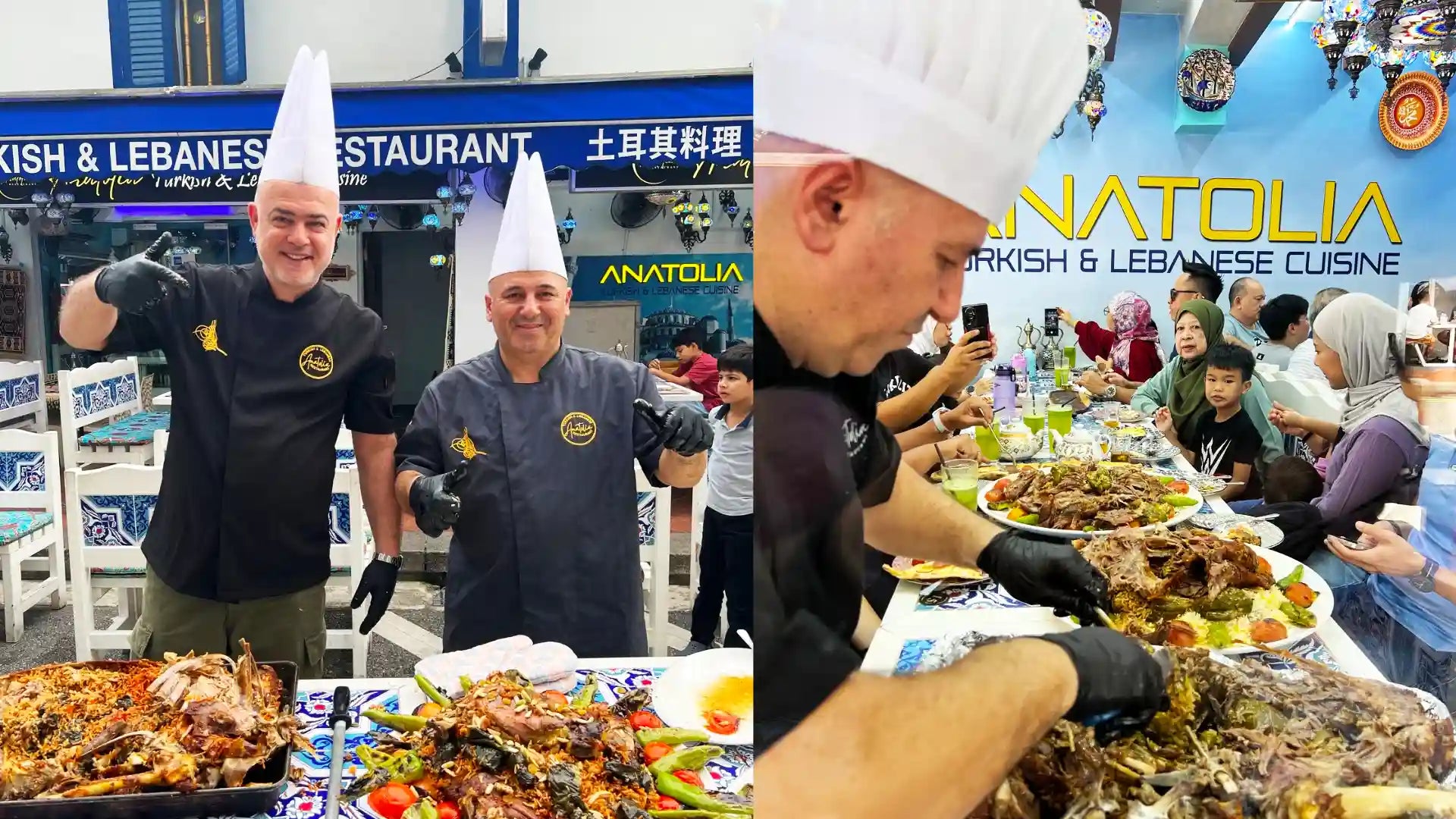 Chefs serving signature dishes at Anatolia, a halal restaurant in Singapore