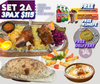 Ramadan Iftar Set 2A for 3 pax with mixed mandi lamb shank, hummus, borek, lavash bread, kunefe and drinks Singapore.