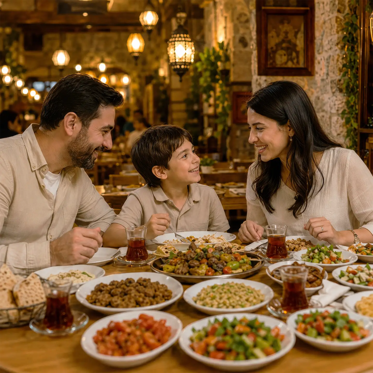 Family sharing Turkish halal dishes for Mother’s Day at Anatolia SG in Singapore